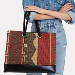 BALMAIN MONOGRAM JACQUARD SHOPPING TOTE